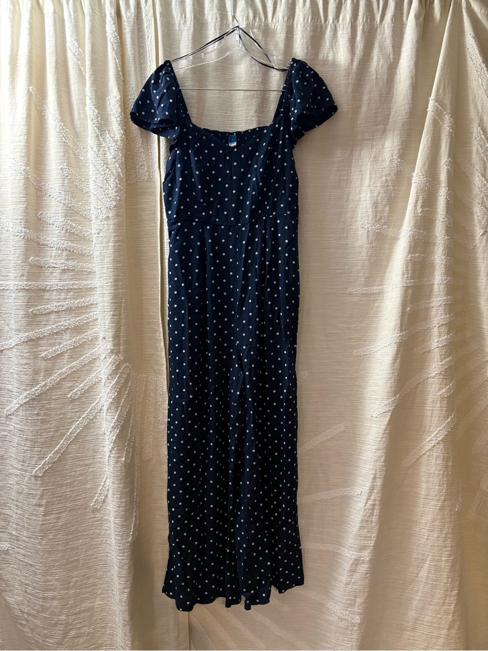 Old Navy Navy Blue and White Polka Dot Jumpsuit